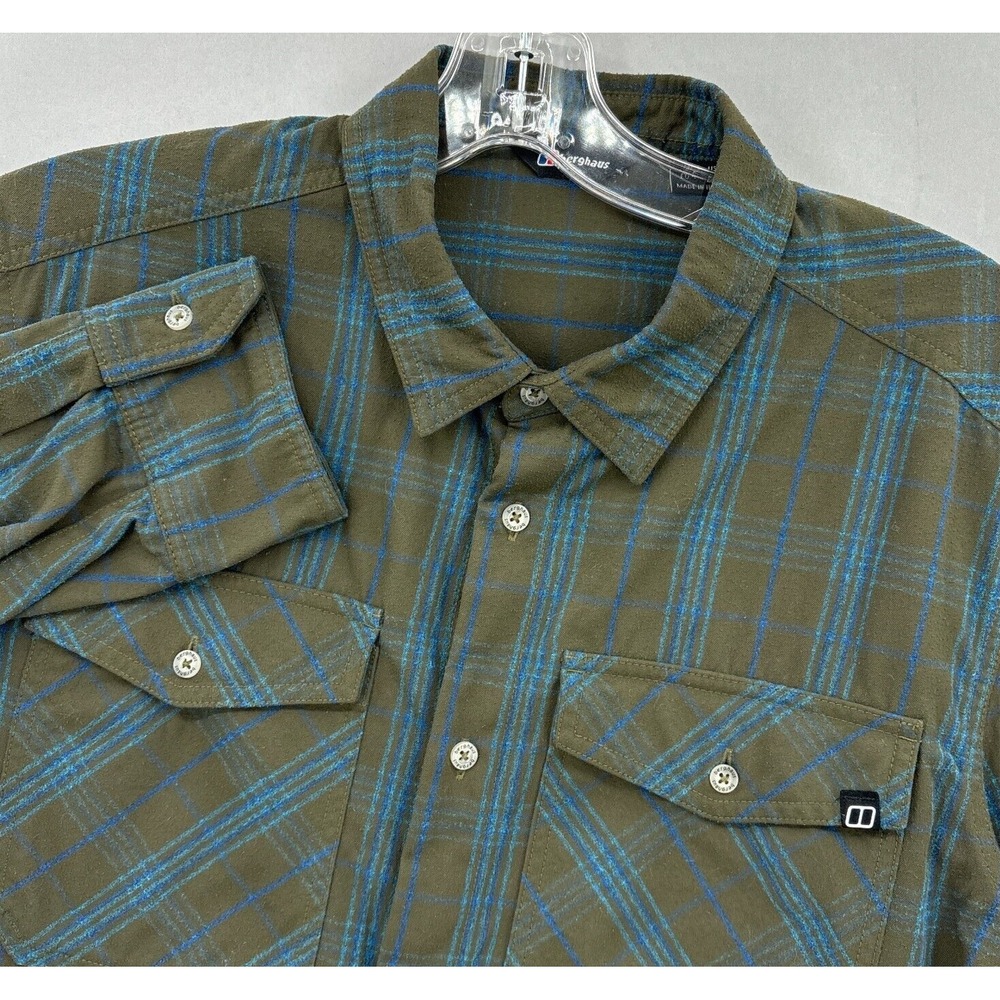 Berghaus Shirt Mens Large Green Plaid Button Up Tartan Workwear‎ Outdoor